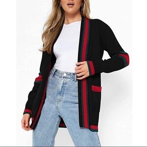 Knit Cardigan Sweater Color Block Chunky Open Front Size XL. Boho Chic NWOT